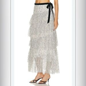 LoveShackFancy Floral Lace Maxi Dress Black and White